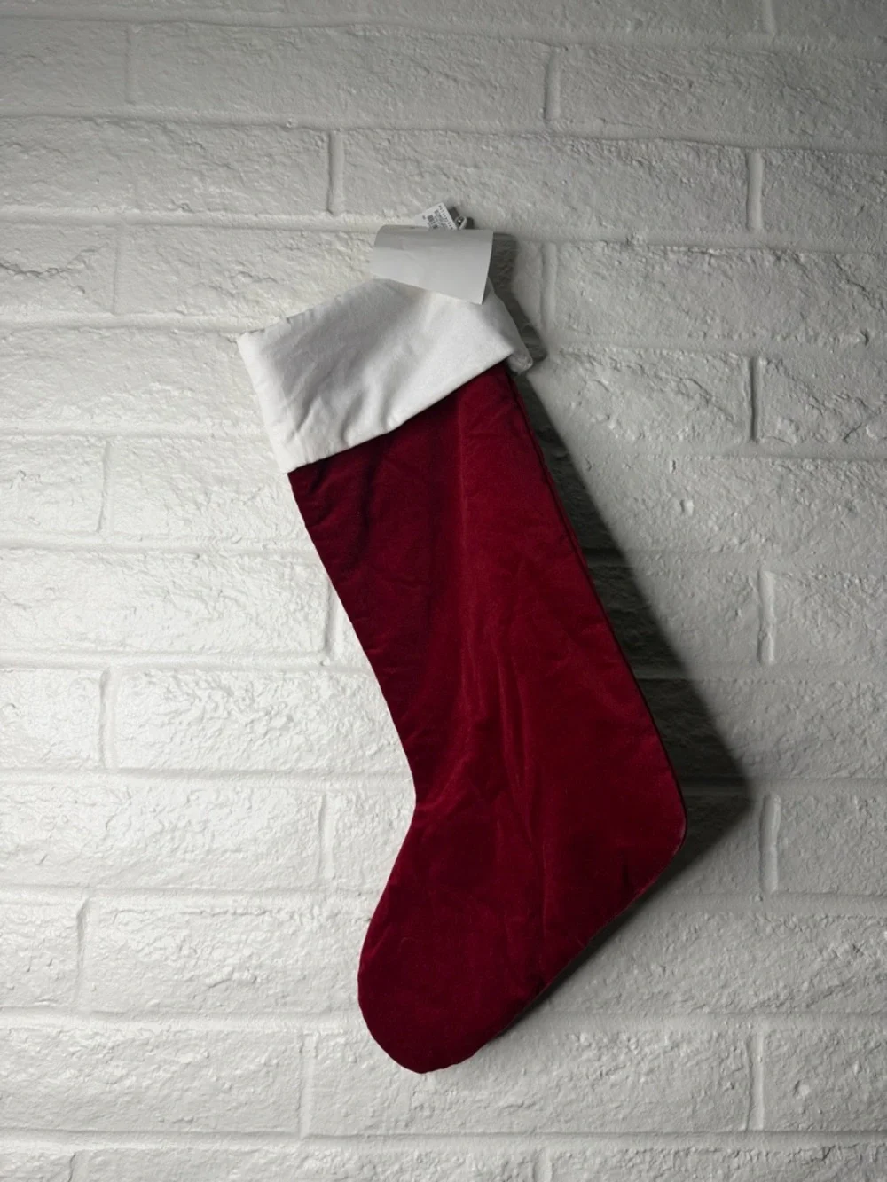 Extra Large Pottery Barn Classic Velvet Stocking Red w/White “Eliza”